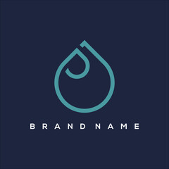 Poster - line art icon initial P with drops logo vector