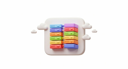 Poster - Colorful data servers floating in clouds