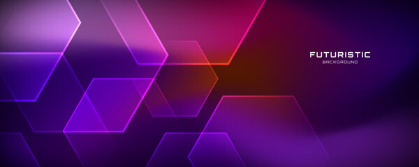 Poster - 3d colorful abstract background overlap layer on dark space with hexagons shape effect decoration. m