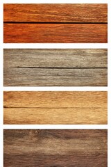 Poster - Four Different Wood Textures Stacked Vertically Close Up Timber Background Rustic Natural Material