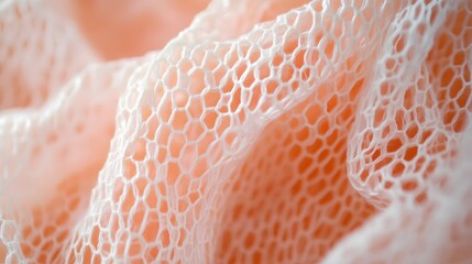 Peach Knitted Fabric Texture Background Soft Pastel Netting Lace Detail