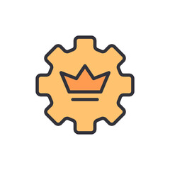 Poster - Gear With Crown Symbolizing Precision And Leadership On Transparent Surface
