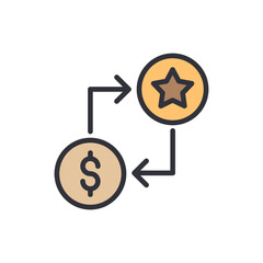 Poster - conceptual illustration of money exchange with star achievement symbol