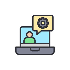 Poster - Online Meeting With Technical Assistance And Gear Icon Communication