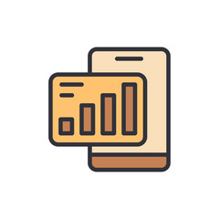 Poster - Stylized Phone Icon With Data Chart Displaying Growth And Analytics