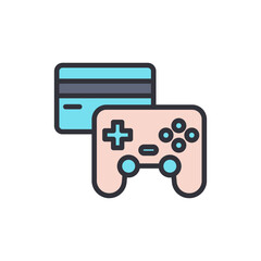 Poster - Joystick And Credit Card Symbolizing Purchases In The Gaming World