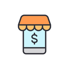 Poster - Online Shop Concept With Dollar Sign And Orange Awning Design