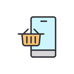Poster - Smartphone Application For Online Purchase With Shopping Basket Icon