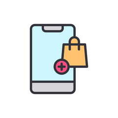 Poster - Digital Commerce Illustration Of Shopping Bag And Plus Sign On Mobile
