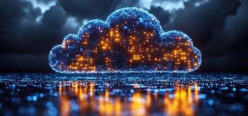 Leinwandbilder - Digital Cloud Computing: A Futuristic Vision of Data Storage and Processing