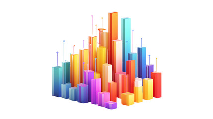 Poster - Abstract colorful cityscape background wallpaper illustration for graphic design and art projects on transparent background