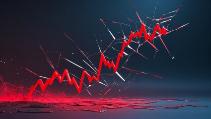 Poster - Finance growth visual representation shows upward trend with breakage effect illustrating market volatility