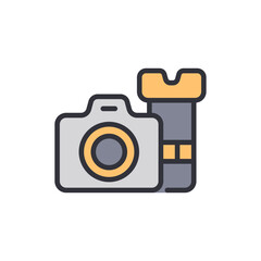 Poster - Stylized Icon Illustrating Photography And Film Developing Process