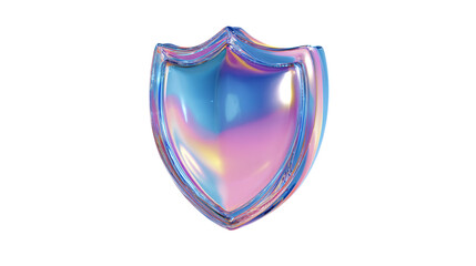 Poster - Iridescent shield security protection safety cyber security data protection vector illustration on transparent background