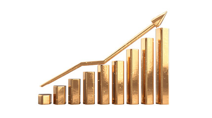 Poster - Golden growth chart stock market investment financial success business graph arrow up trend profit on transparent background