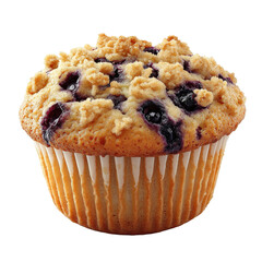 Aufkleber - Blueberry muffin with crumb topping and paper liner, showcasing delicious and inviting appearance. muffin is golden brown with visible blueberries and crumbly texture
