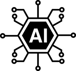 Fototapete - ai processor icon isolated on white background. artificial intelligence icon
