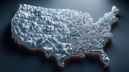 Poster - 3d illustration of the united states featuring a detailed map emphasizing consumer price index and e