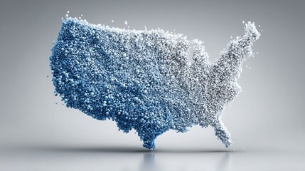 Poster - stunning representation of the united states map made of tiny blue crystals highlighting economic co