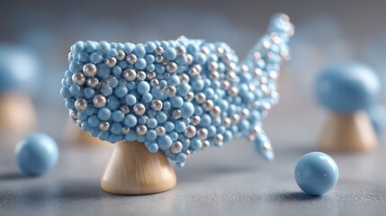Poster - abstract composition of blue spheres representing economic concepts and inflation calibration in the