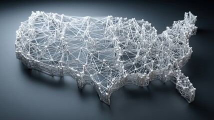 Poster - the united states map depicting quantum inflation analysis icon concept with high-speed data and eco