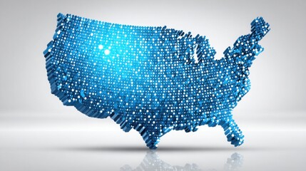 Poster - United states map with blue dot pattern representing real-time credit access parity dashboard icon concept