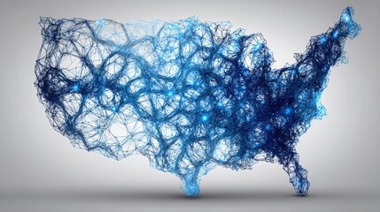 Poster - real-time capital flow icon concept representing fintech trends on a map of the united states for gl