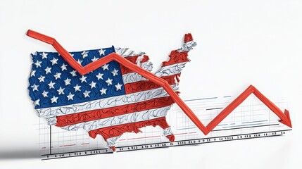 Poster - map of the united states featuring an upward red arrow indicating real-time fiscal volatility meter 