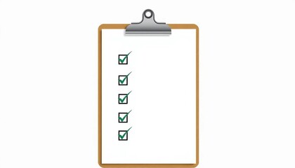 Wall Mural - A clipboard with a checklist, all four items marked complete with checkmarks  Clean, simple vector illustration,  project,  marked