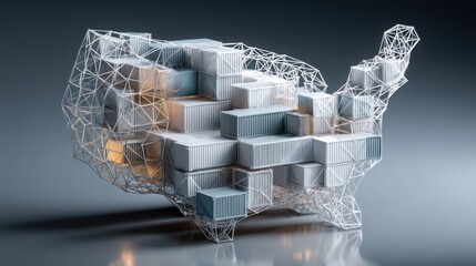 Poster - 3d model of a building showcasing real-time export and import interface concept for modern urban dev