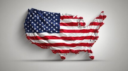 Poster - iconic representation of the united states overlaid with the american flag symbolizing national iden