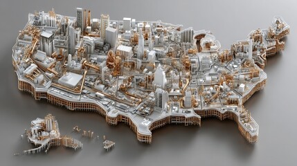 Poster - Urban landscape depicted in a cityscape illustrating the concept of smart manufacturing index and production insights