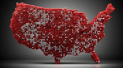 Poster - red and white map of the united states highlighting smart sovereign digital asset dashboard icon con