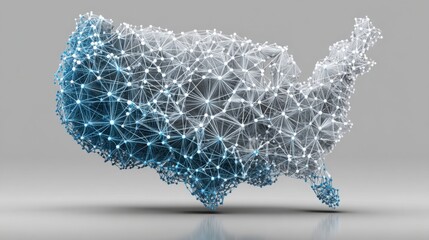 Poster - the united states map featuring a complex network of connected lines representing economic decentral