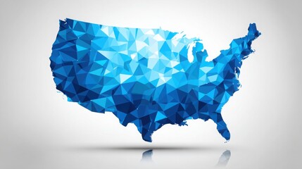 Poster - geometric representation of the united states formed with blue triangles emphasizing design and stru