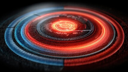 Poster - red and blue spiral design illustrating economic indicators of the united states with a focus on rec