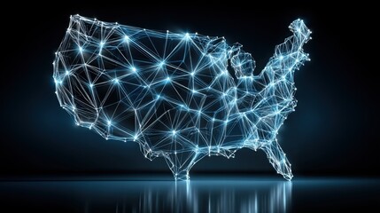 Poster - striking map of the united states set against a blue background emphasizing economic analysis and de