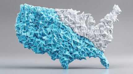 Poster - artistic representation of the united states crafted from blue and white paper symbolizing economic 