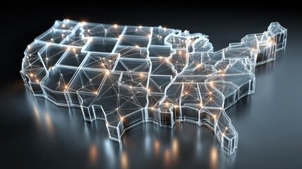Poster - united states map illustrating tech-managed capital mobility and fluidity in economic relations and 
