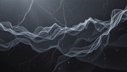 Wall Mural - abstract digital design with flowing waves and subtle light effects in a dark space