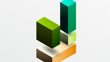 Aufkleber - Abstract geometric shapes, stacked layers, vibrant colors. Modern design, minimalist aesthetic, digital illustration.