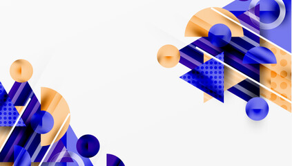 Leinwandbilder - Abstract geometric shapes, blue, orange tones. Minimalist design, clean lines, modern aesthetic. Background suitable for presentations.