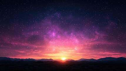 Poster - Capture the essence of the market through a vibrant artwork featuring bold magenta hues, a festive atmosphere, and a dynamic tilt in the horizon under a vivid daybreak shine, 