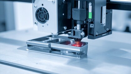 Poster - 3D printer printing object with close up.