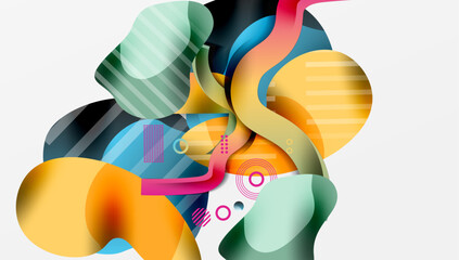 Poster - Abstract composition. Overlapping colorful shapes create dynamic visual experience. Modern design, vibrant hues, flowing forms.