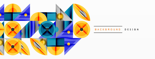 Aufkleber - Abstract geometric pattern. Blue, yellow shapes overlap creating modern design. Minimalist style, clean lines, vibrant colors.