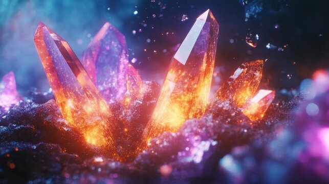 Crystal shimmer glows with dreamy flowing background light