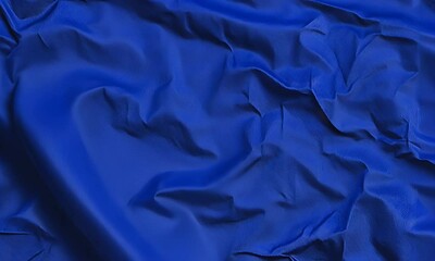 Fototapete - Beautiful royal blue silk background with copy space, top view. The concept of luxury and elegance for design. Close-up, high-detail photography, in the style of Kodak Ektar, stock imagery.