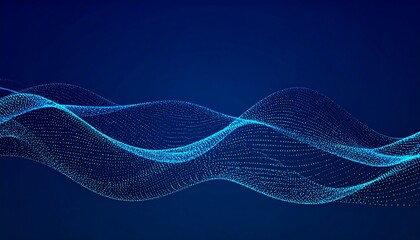 Poster - Abstract blue waves on dark background.
