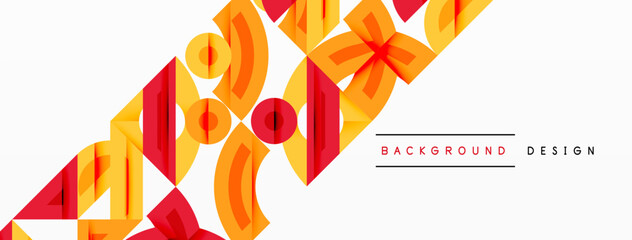 Leinwandbilder - Abstract geometric pattern. Orange, yellow shapes overlap creating dynamic visual texture. Modern design element for backgrounds.
